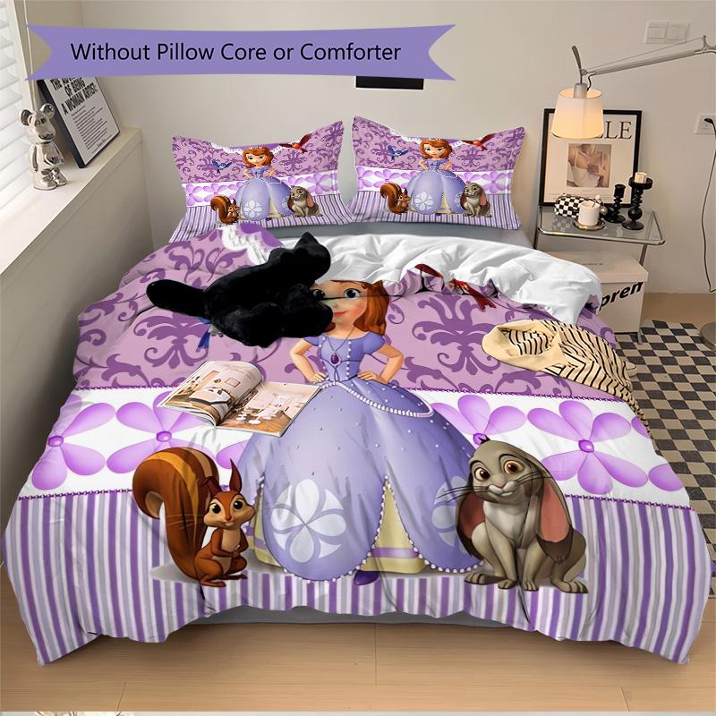 Princess Sofia'S Royal Garden Print 3Pcs Bedding Setduvet Cover With 2 Bedropillowcase Home Birthday Gift