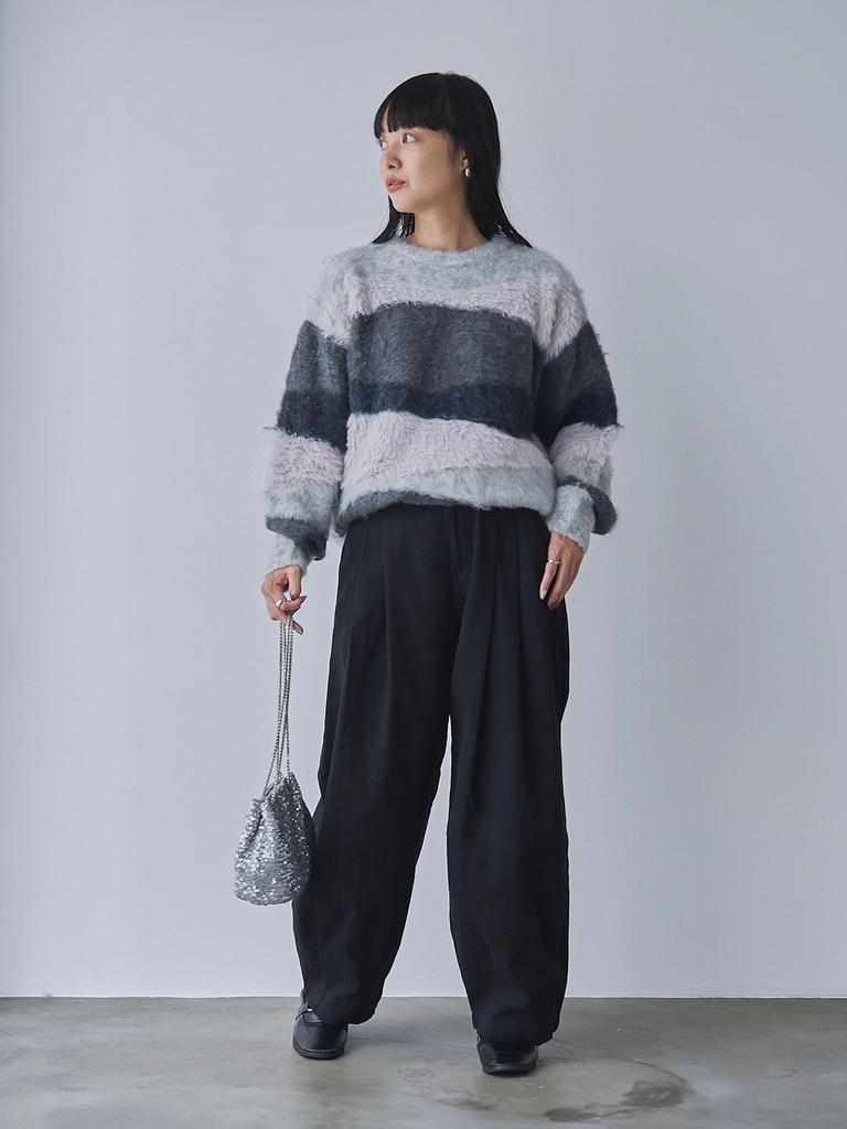 Cohen Mixed Yarn Color Block Knit 76306460216 1900 DK.GRAY(19) FREE