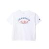 Champion Базовая футболка с коротким рукавом из хлопка США RelaxFit с графическим логотипом, женская, белая, 100% принт, горловина, CW-B325