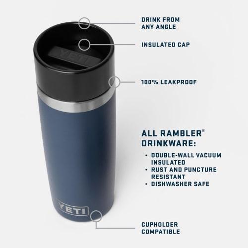 YETI Rambler 16oz Travel Bottle, Stainless Steel, Vacuum Insulated, with Leak-Proof Commuter Cap, Black