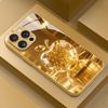 Модный золотой кристалл с рисунком яблока Металлическая краска Стеклянный чехол Для Apple iPhone 17 16 15 14 13 12 11 Pro Max Plus 17 Air 16E Чехол
