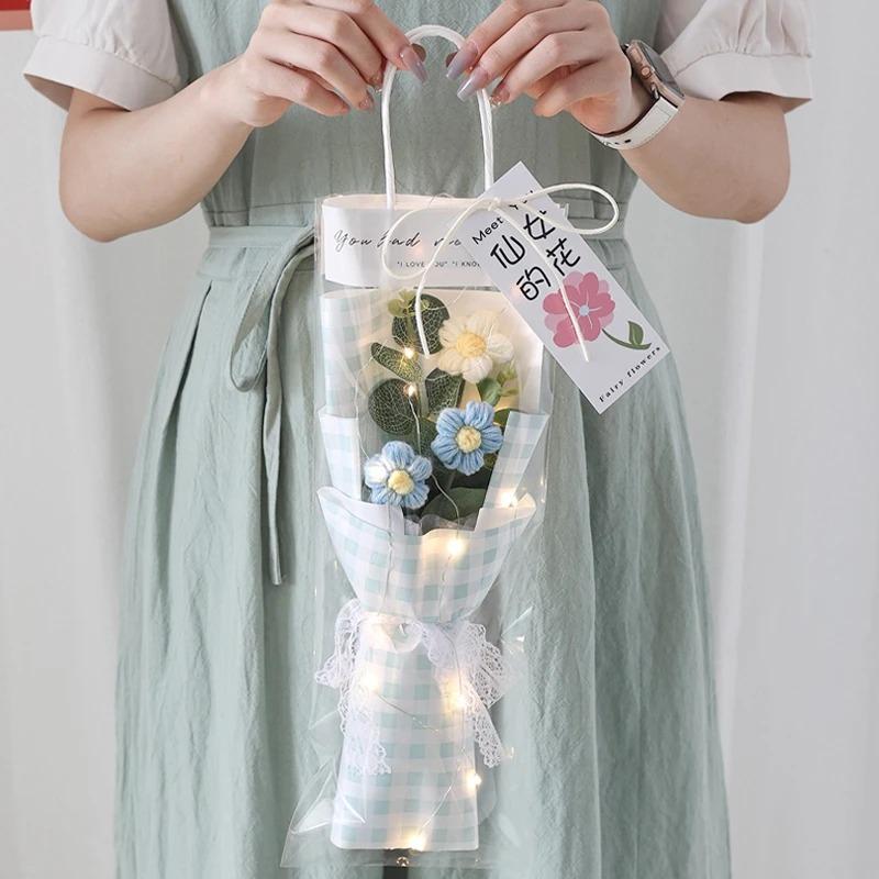 Искусственный цветок Вязаный крючком Букет цветов Вечные цветы Свадебный подарок для гостей Букеты цветов Подарок на день матери