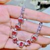 New Vintage Natural Ruby Women's Bracelet with Micro Inlaid Diamond Pigeon Blood Colored Treasure Bracelet Buckle