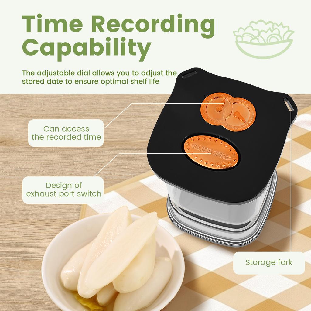 34oz Pickle Flip Jar with Strainer Square Pickle Container with 2 Fork and Timer Recorder Food Storage Container for Gherkins