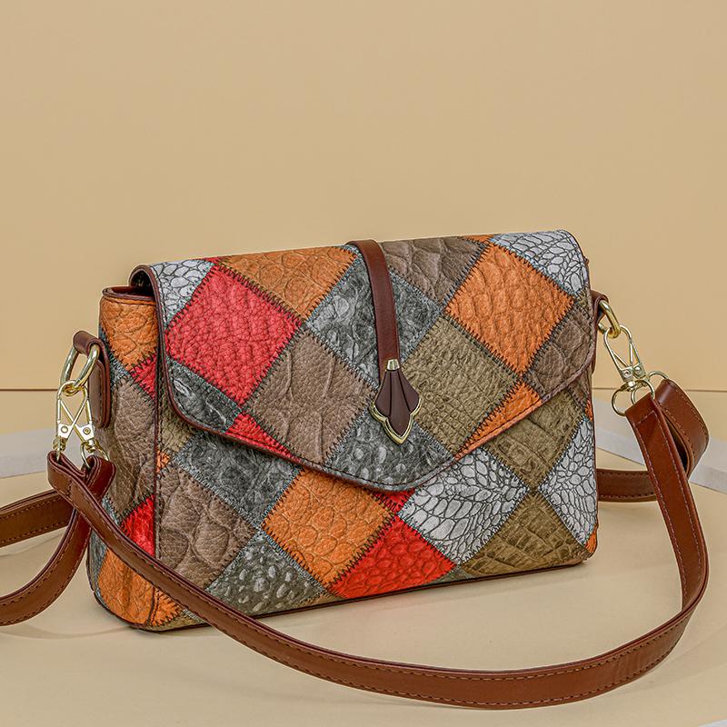 Маленькая сумка через плечо для женщин среднего и пожилого возраста, зимняя новая модная женская сумка через плечо из мягкой кожи с диагональным плетением 2024 года