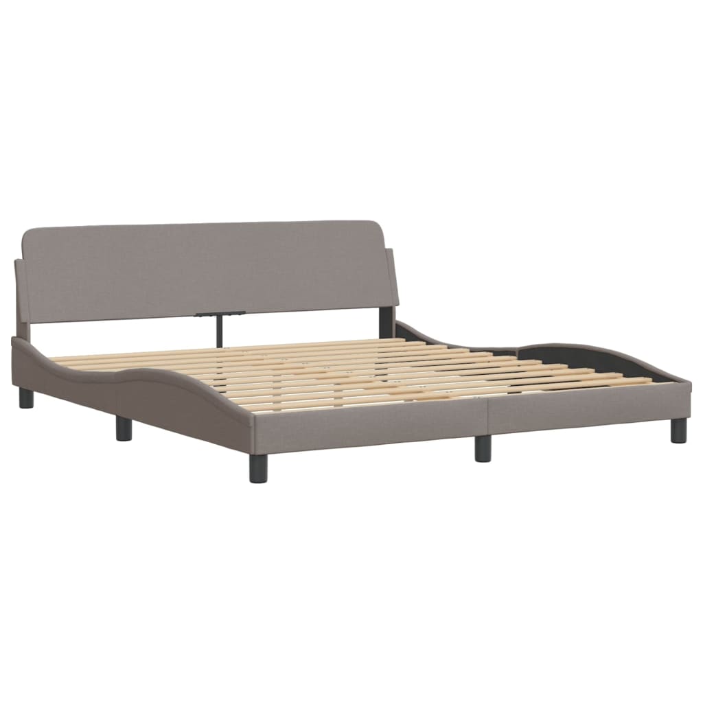 LED Bed Frame without Mattress Hvar Taupe 180x200 cm Fabric