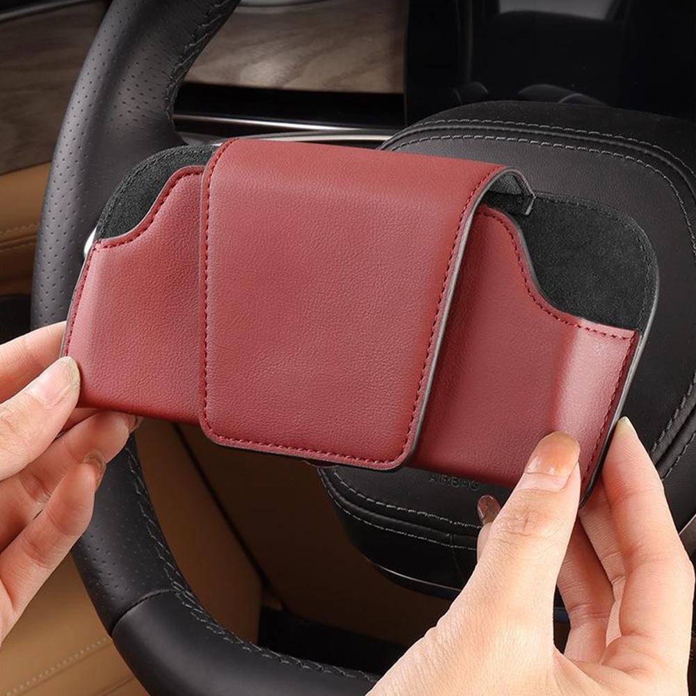 Car Sun Visor Glasses Holder Premium Leather Sunglasses Case Clip Organizer Auto Eyeglasses Storage Box Garage Hand Tools