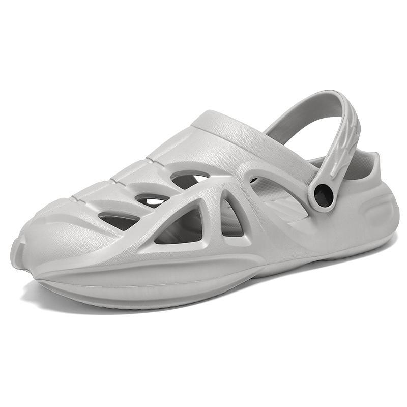 Новые мужские шлепанцы с дырками, летние шлепанцы с закрытым носком, повседневные спортивные сандалии, нескользящая пляжная обувь