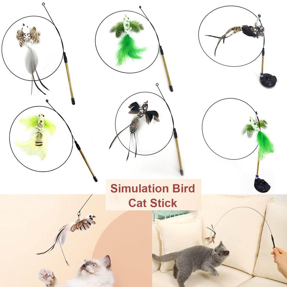 Play Pet Supplies Simulation Bird Stick Toy Wire Chaser Wand Cat Kitten Toys Teaser Feather