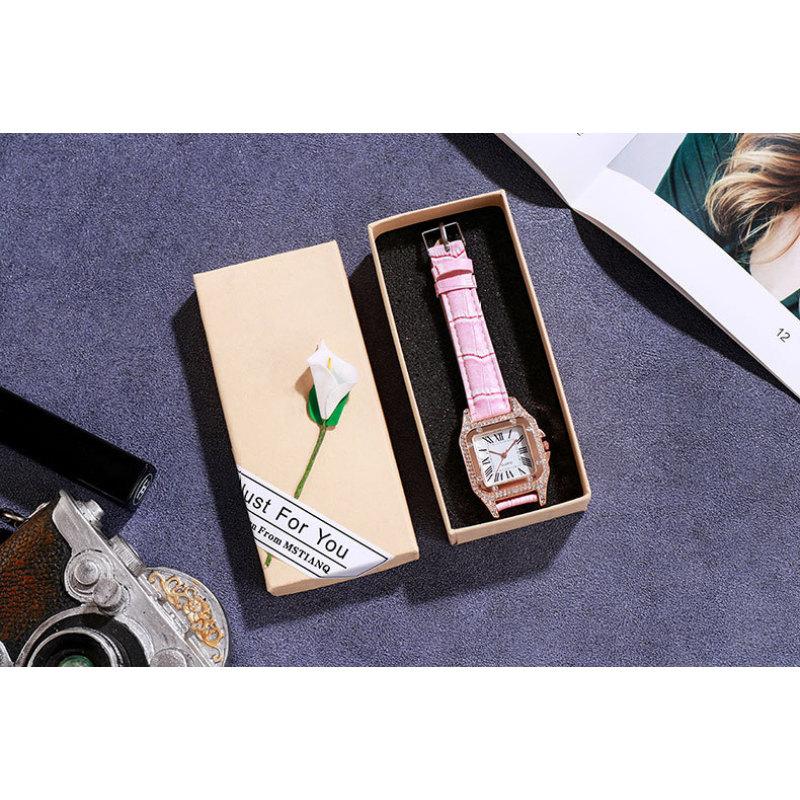 Легкие роскошные женские часы с римскими бриллиантами, модные подарочные кварцевые часы