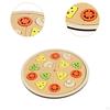 Wooden Pizza Set Cutting Food Play Toy Hand Eye Coordination Education Playset Kitchen Toys for