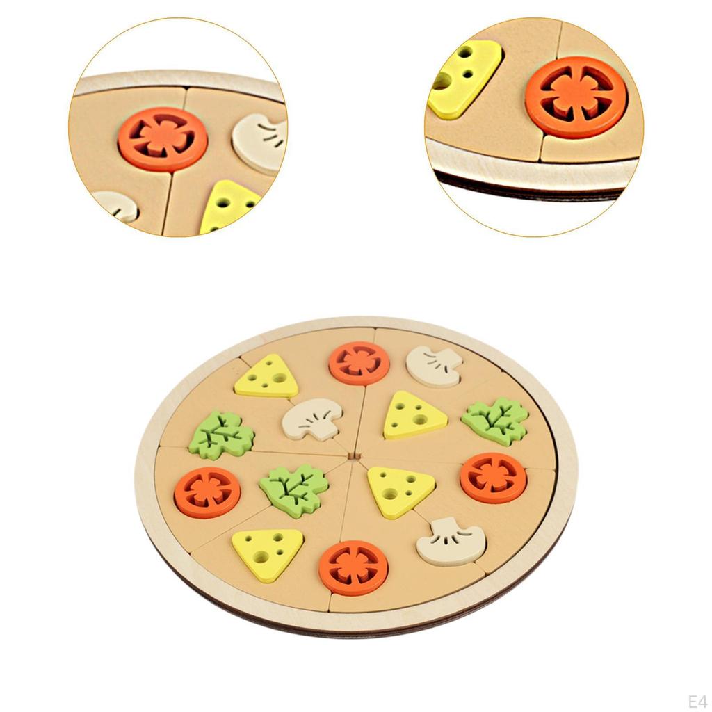 Wooden Pizza Set Cutting Food Play Toy Hand Eye Coordination Education Playset Kitchen Toys for