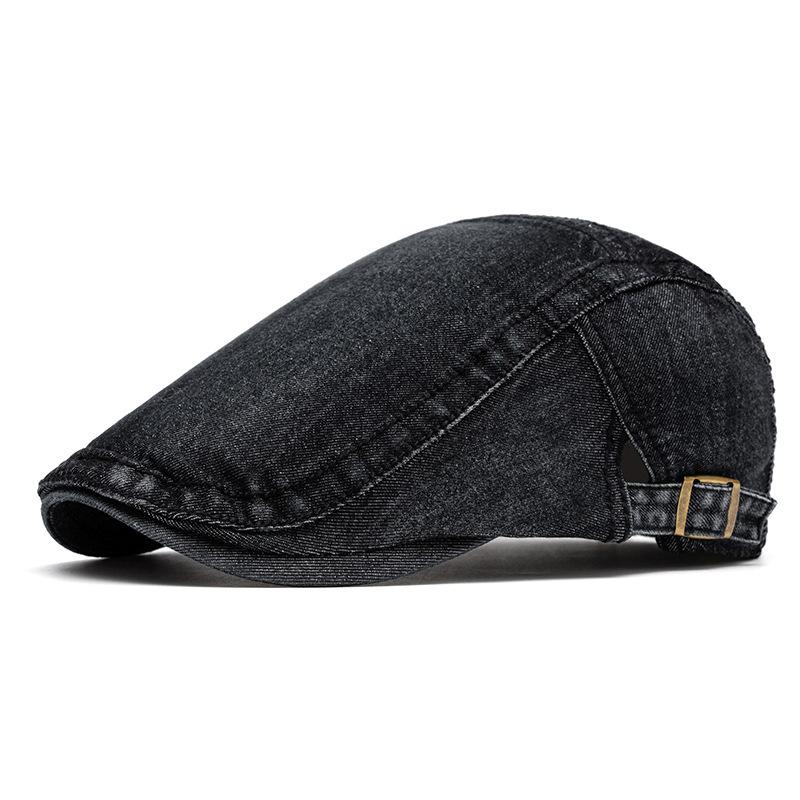 Washed light board denim cap men's forward hat British newsboy hat women's beret painter hat
