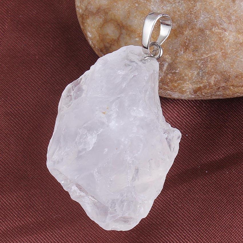 HZ Purple Precious Stones Natural Irregular Rose Quartz Reiki Bead Healing Crystal Pendants Jewelry