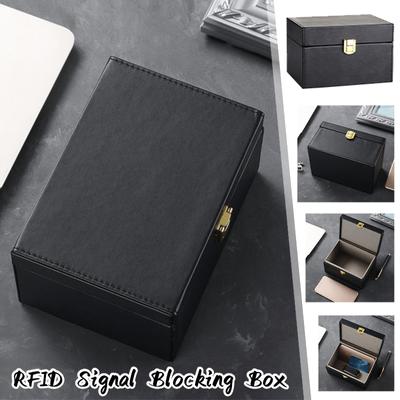 RFID Faraday Box Anti Theft Protector Shielding Cell Phone Car Keyless Signal Blocker Box Antimagnetic PU Storage Box Security