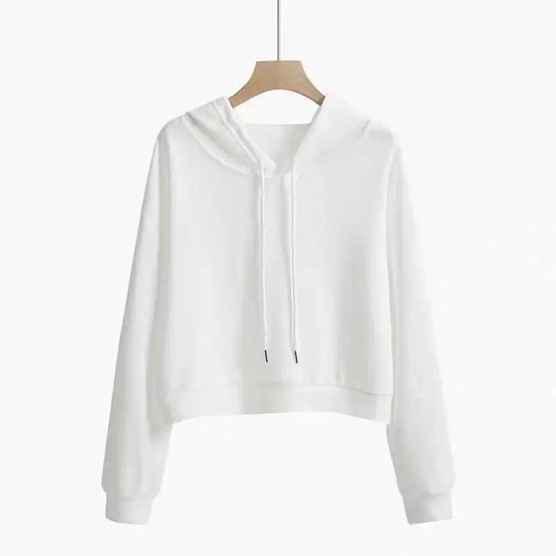 Укороченные толстовки для женщин ярких цветов, спортивный корейский стиль в консервативном стиле для студентов, новая мода, простые однотонные универсальные Ins Chic Young