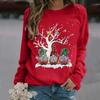 Christmas Women's Long Sleeve Sweatshirt Top Casual Crew Neck Xmas Tree Gnome Pullover Sweatshirts Party Wear Blouses