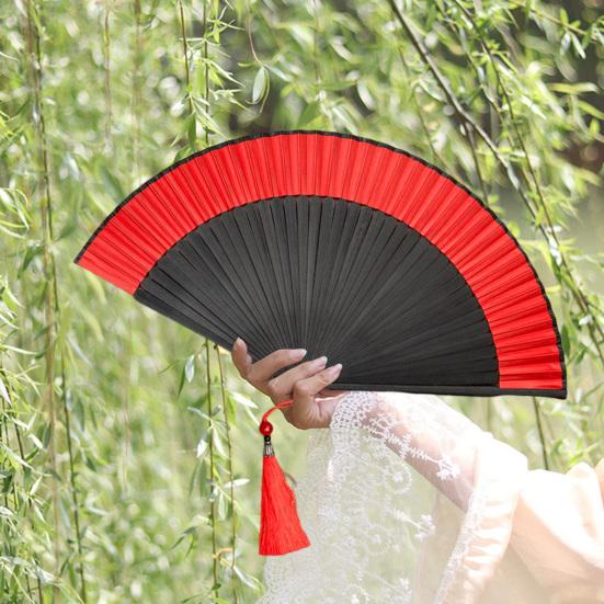 Бамбуковый ручной складной вентилятор, китайский винтажный легкий вентилятор с изысканными кисточками для фестиваля танцевальной музыки, свадебной церкви