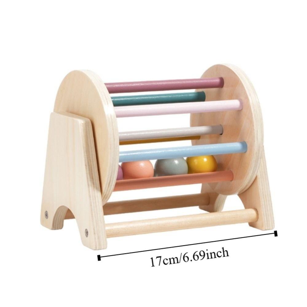 Wooden Rainbow Spinning Drum Color Shape Cognition Ball Busy Drum Toy Ball Drop Kids Toy Boys Toys