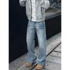 Джинсовые брюки High Street для мужчин, ретро-состаренные, свободные прямые брюки, спортивные брюки с широкими штанинами, модные