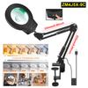 Long Swing Arms 5X/10X Magnifying Glass Lamp with 5 Color Adjust LED Lights Reading Table Lamp for Welding Repair Close Work