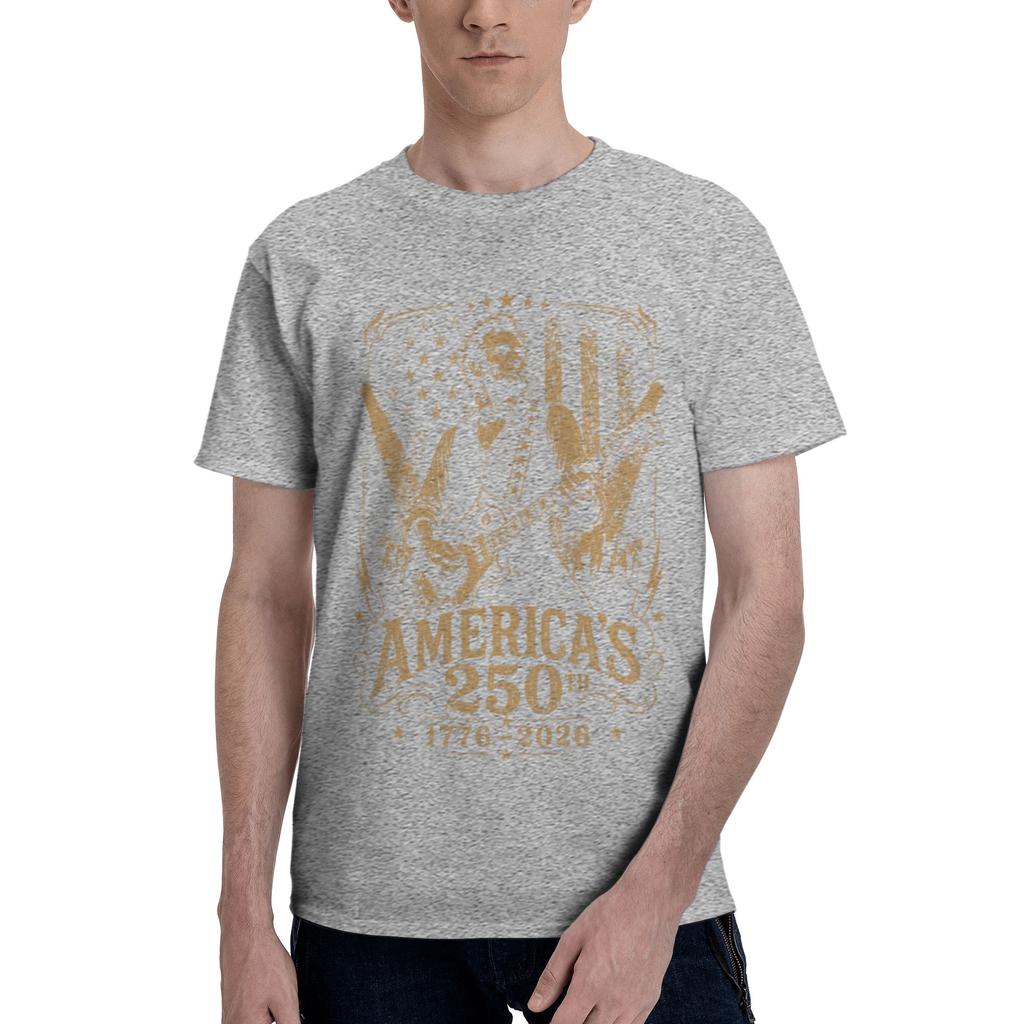 Custom Abraham Lincolns Playing Guitar For Unisex Pure Cotton Tshirt Leisure Tees Short Sleeve 4th July 250th Anniversary Tshirts