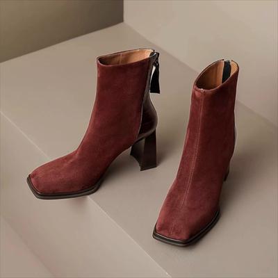 Serpentine Женские ботильоны на высоком каблуке Модные замшевые туфли с квадратным носком Женский бренд 2025 года Тренд Элегантные офисные туфли Туфли-лодочки Botas Mujer