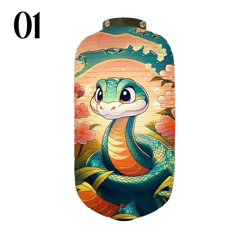 Японский Стиль Тканевый Фонарь Маскоты Новогоднего Фестиваля Зодиакальная Змея Принт Фонарь Магазин Суши Бистро Ресторан Декор Украшения