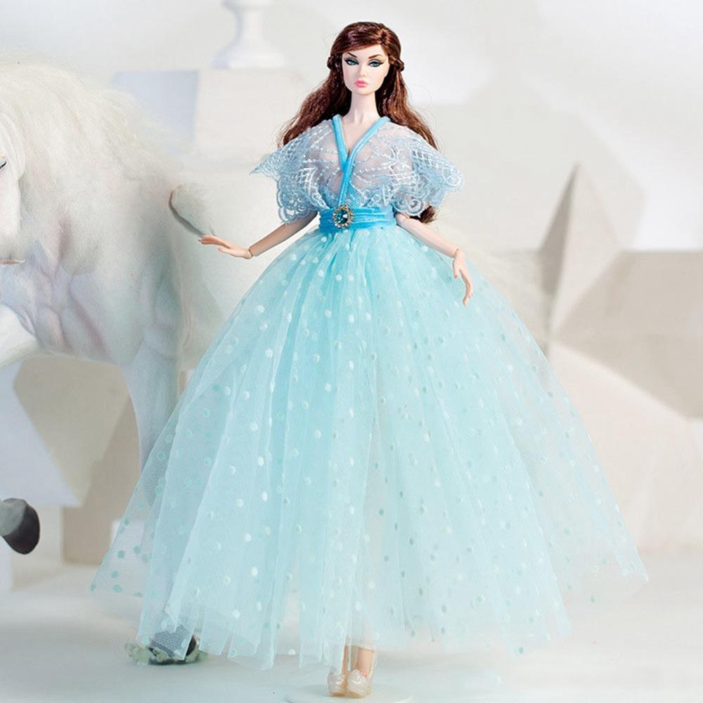 Европейская модная кукла-супермодель, синее платье, кукольное платье принцессы для куклы 30 см/для кукол BJD 1/6