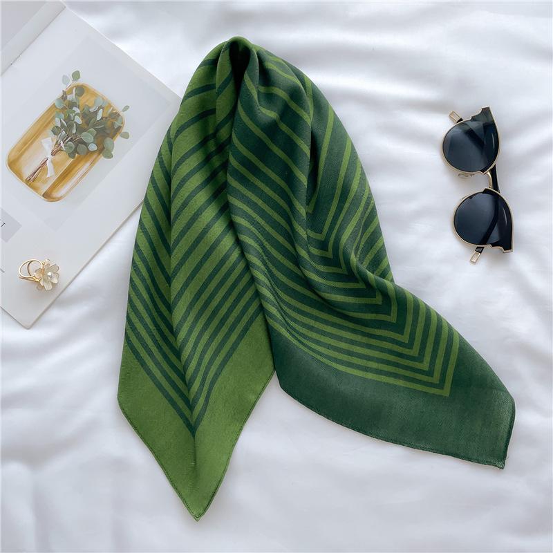 Fashion Square Scarf for Women Hair Band Soft Neckerchief Vintage Hijab Stripe Print Headscarf Female Pashmina Bandana