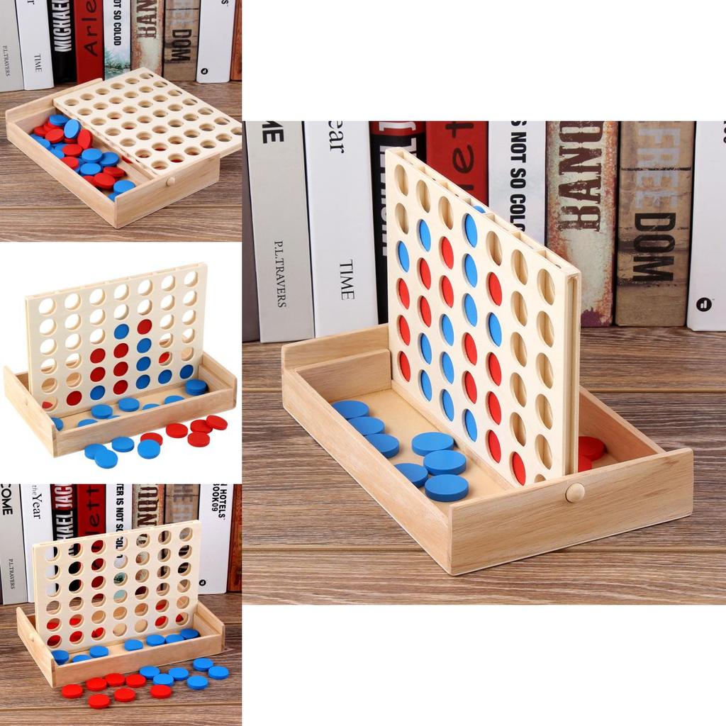 Wooden 4 Chess Connected Line Game Board Children Puzzle Toy For Family Fun