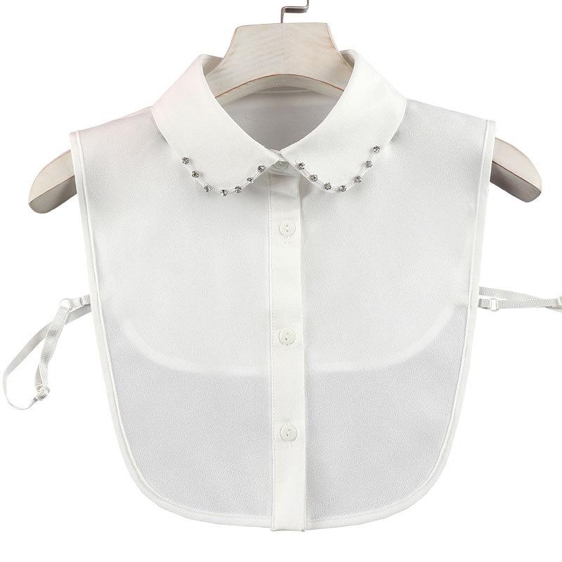 Универсальный фальшивый воротник Женская рубашка Декоративный воротник Свитер Аксессуар Воротник рубашки Белый фальшивый воротник с бусинами