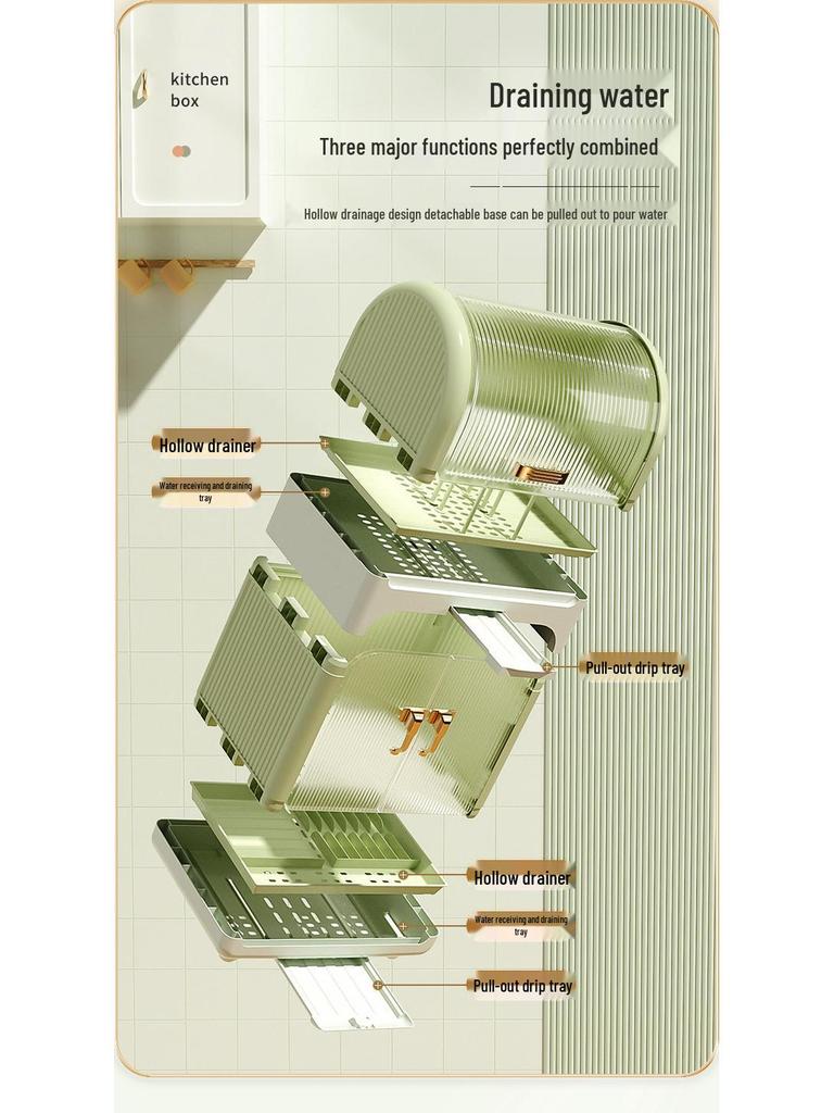 Kitchen Bowl and Cutlery Rack with Dustproof Lid – Storage for Bowls, Plates, Dishes, and Chopsticks