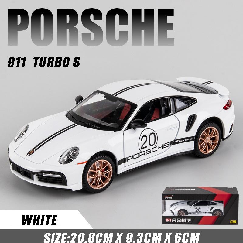 1:24 масштаба 911 Turbos, металлический спортивный автомобиль, модель из сплава, литой автомобиль и игрушечный автомобиль, имитация звука и света, коллекция, детский подарок