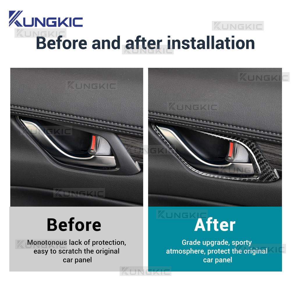Для Mazda CX-5 CX5 KF 2017-2019 2020 2021 2022 2023 2024 Наклейка из настоящего мягкого углеродного волокна LHD RHD Отделка рамки внутренней ручки двери автомобиля