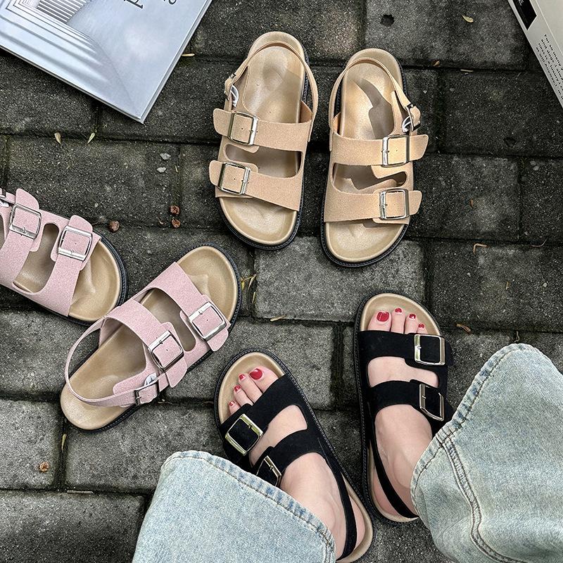 Comfortable fashion casual retro shoes women's summer new Roman platform sandals belt buckle beach shoes