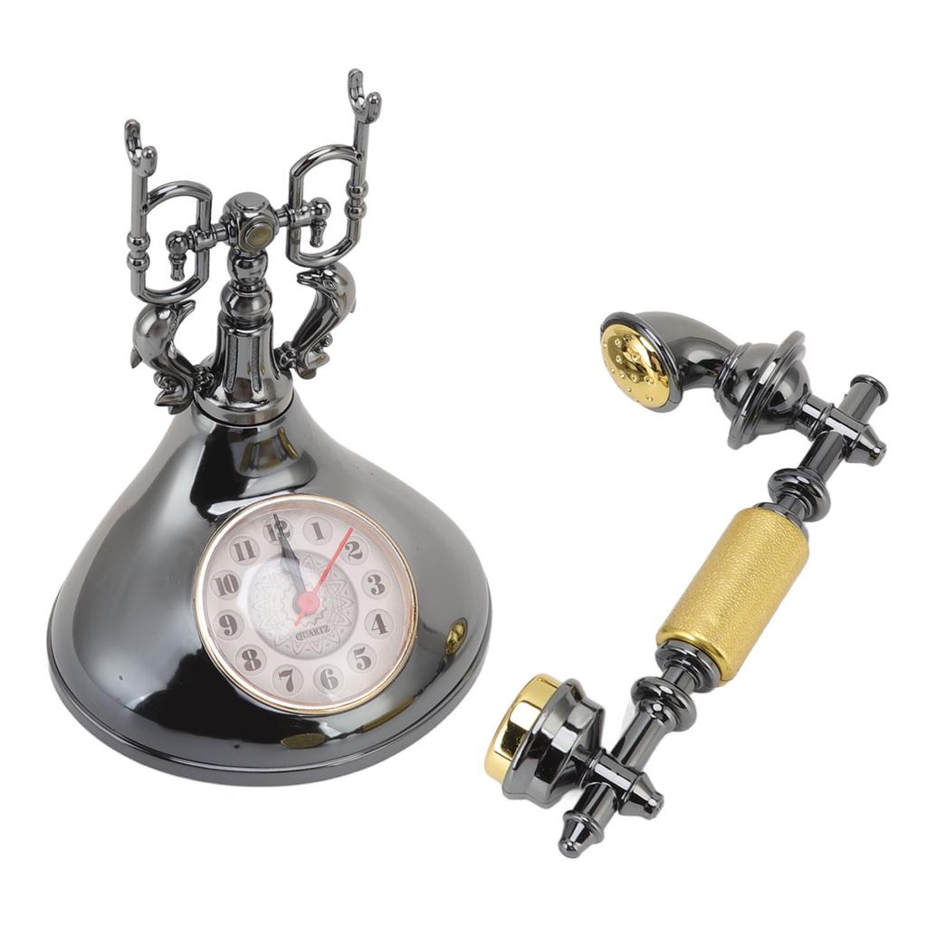 Vintage Telephone Alarm Clock Unique Elegant Accurate Time Bedside Clock Decoration for Home Cafe