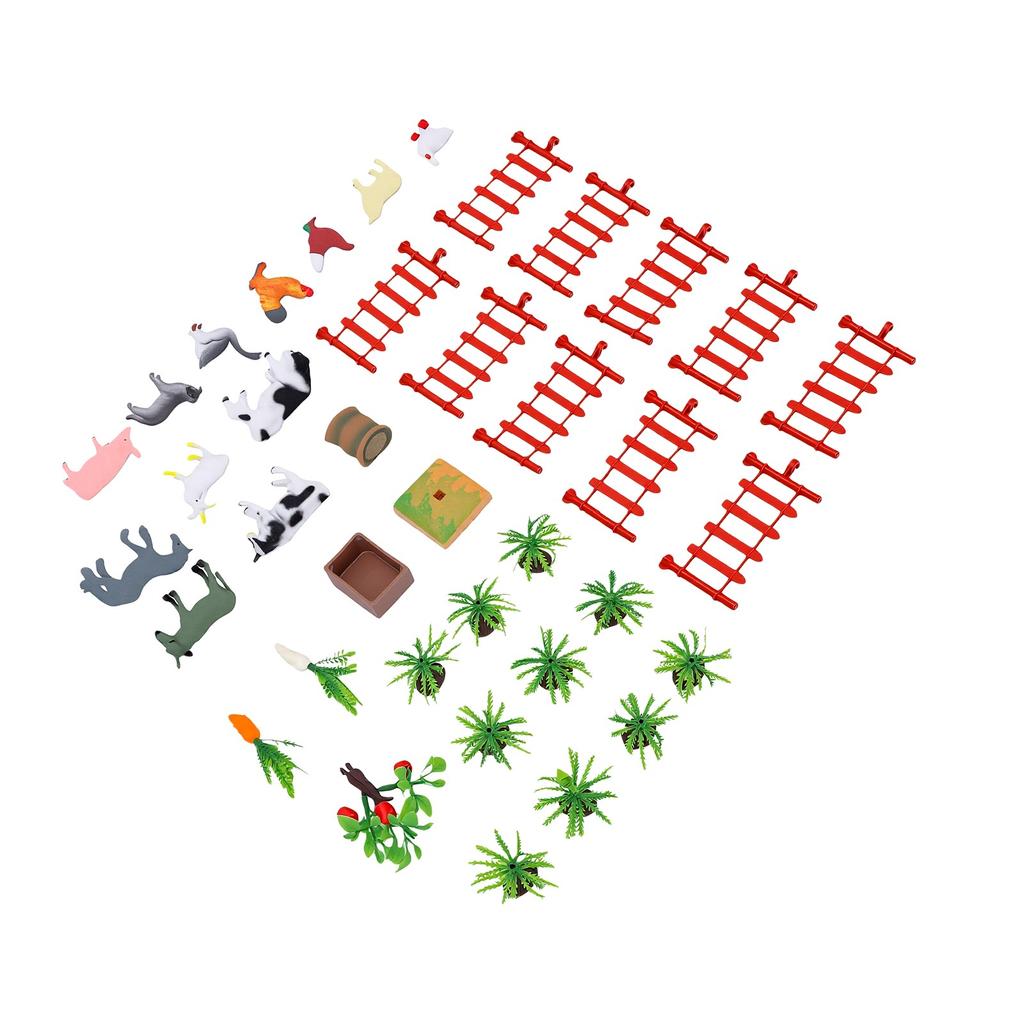 37 PCS Farm Animals Toy Set with Fence Accessories Plastic Lifelike Animals Figures Educational Scene Decor for Kids