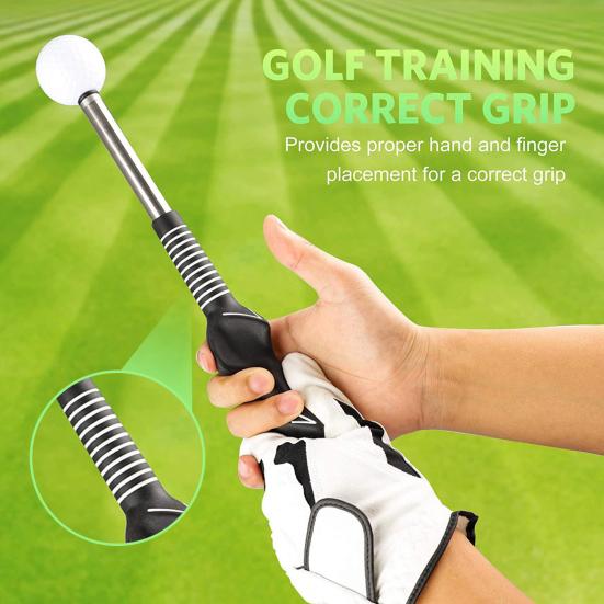 Retractable Golf Swing Training Aid Portable Grip Trainer with Click Feedback for Right And Left Handed Golfers Warm Up Stick