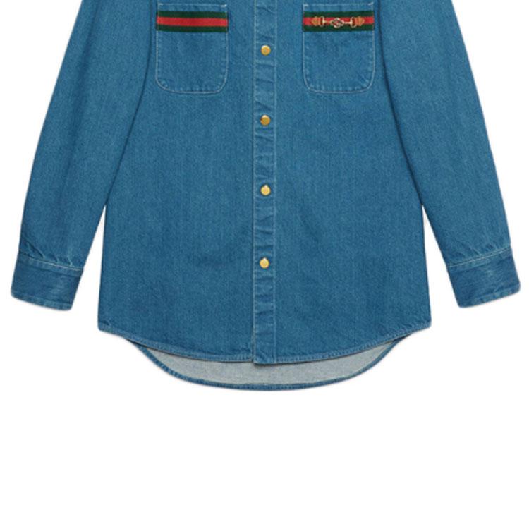 Gucci Джинсовая рубашка с длинным рукавом и веб-деталями 626480-XDBCG-4447