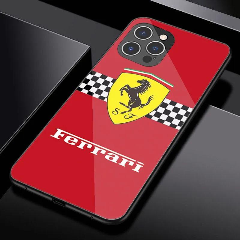 Спортивный чехол из закаленного стекла для телефона Ferrari 458 488 599 612 FF F12 Для iPhone 11 12 13 14 15 16 17Pro X XR XS Max Mini 7 8 Plus