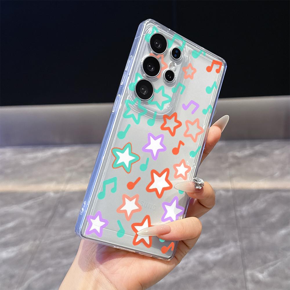 Яркий чехол с нотами и звездами для Samsung Galaxy S26 S25 S24 S23 S22 S21 S20 FE Plus Мягкий ТПУ Тонкий Ударопрочный Чехол