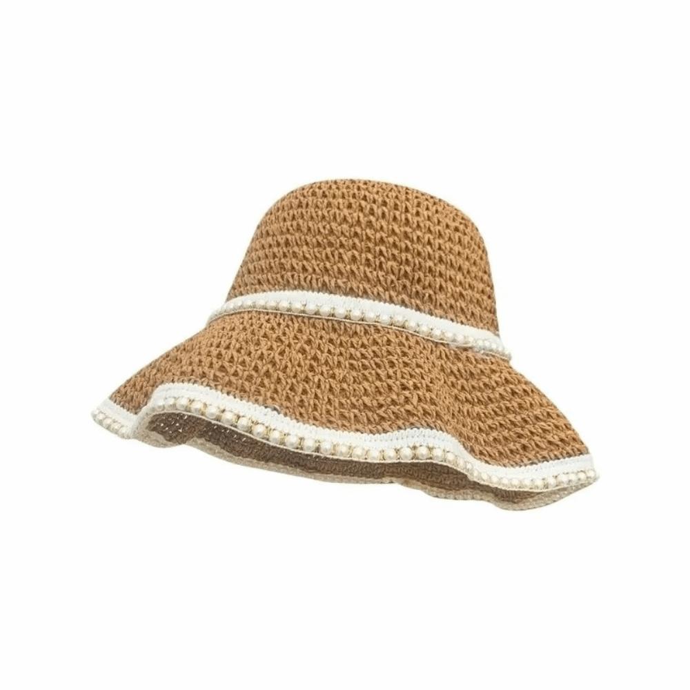 Breathable Straw Fisherman Hat Foldable Hollow Beach Cap Korean Style Bucket Hat for Spring Summer