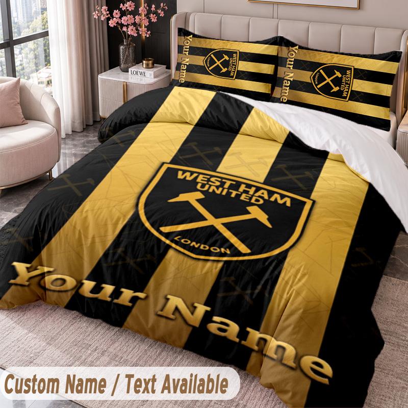 West Ham United FC Printed Bedding Set Custom Name Text 1 Duvet Cover 2 Pillowcases For Bedroom