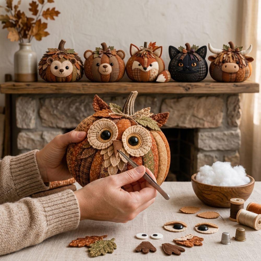 Совомедведь DIY Пэчворк Тыквенные Друзья Набор Корова Кошка Осеннее Животное Набитое Пэчворк День Благодарения