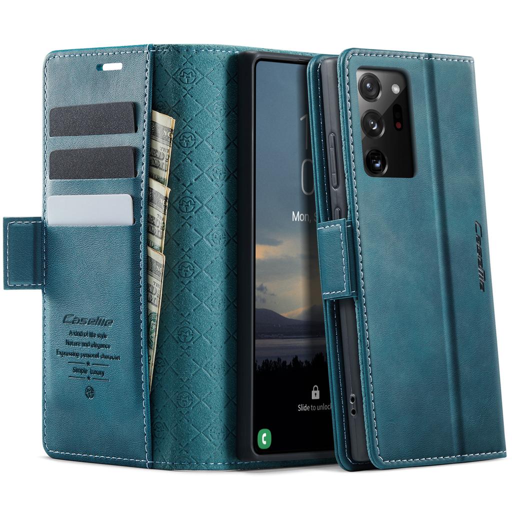 CASEME 033 Series For Samsung Galaxy Note20 Ultra 5G/Note20 Ultra Case RFID Blocking Wallet Stand Calf Texture Leather Phone Cover