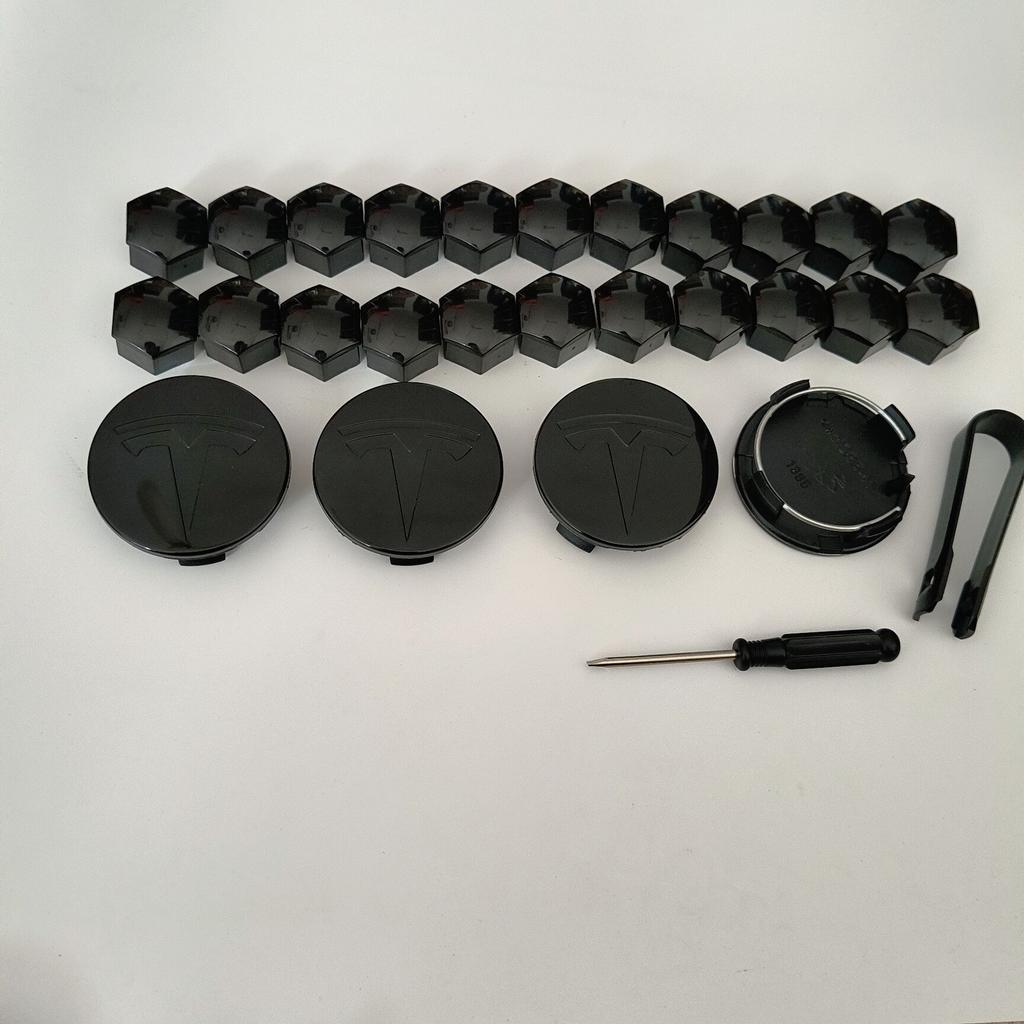 26PCS 30PCS Wheel Centerfor Tesla Model 3 Model Y 2025 Model Y Juniper Car Hub Decorative Caps Badge Lug Nut Protective Cover