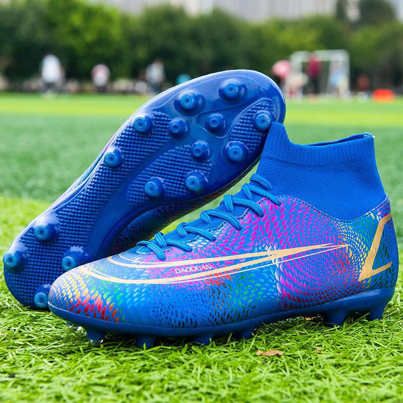 Белые футбольные бутсы с высоким верхом Ag длинные шипы Tf сломанные шипы Студенты мужчины и женщины взрослые дети обувь для тренировок на искусственном газоне Кроссовки