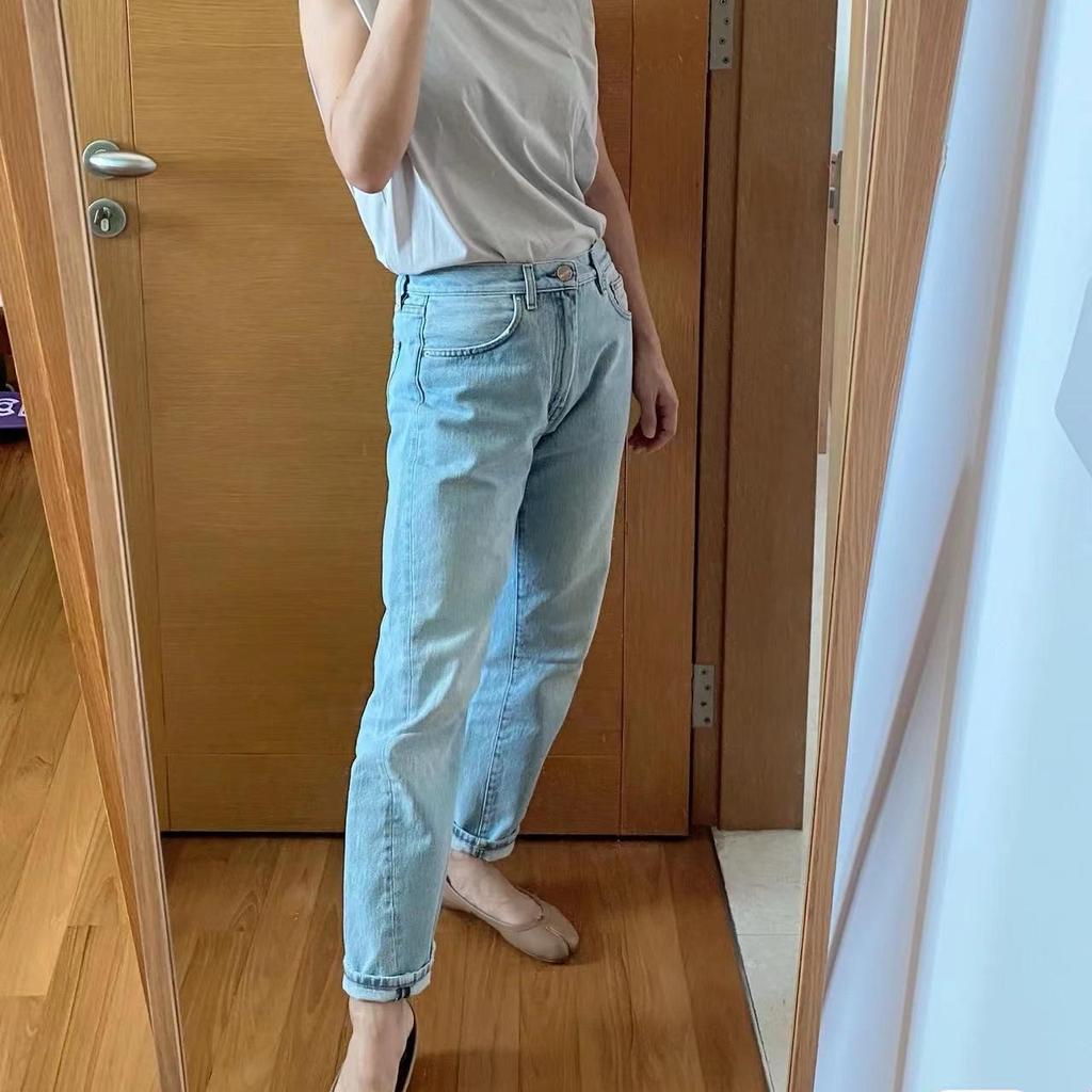 Nordic Niche TOT Original Classic Mid-High Waist Straight-Leg Twisted Seam Washed Jeans