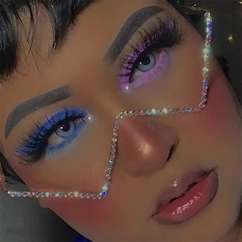 Винтажная бриллиантовая отделка без линз полуметаллические оправы для очков женские роскошные очки популярная модная оправа для очков золото серебро